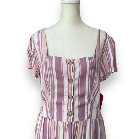 New Xhilaration Pink Stripe Short Sleeve Sun Dress | Size Small - Picture 3 of 14
